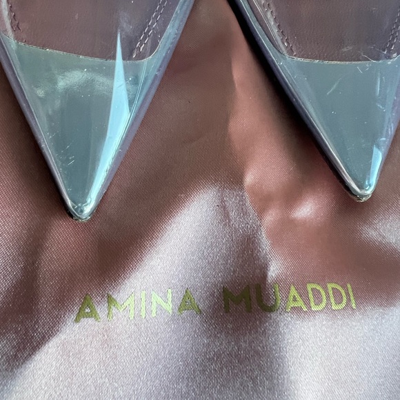 Amina Muaddi Ursina Crystal Strap Clear Pump in Pvc Transparent 37.5 FIRM PRICE - Picture 12 of 12